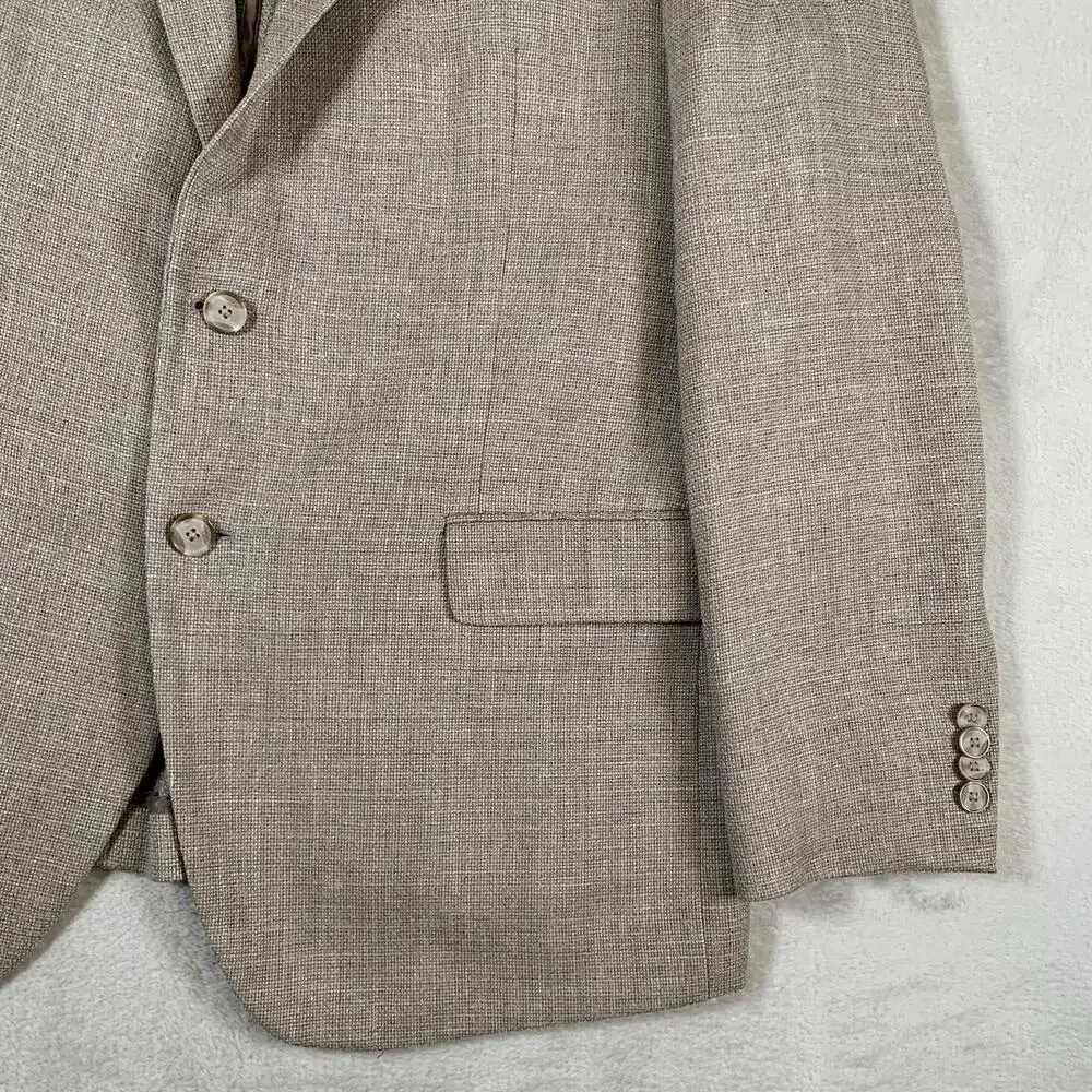 Joseph Abboud Men’s 44R Blazer Tan Wool Silk Linen Blend Sport‎ Coat Two Button